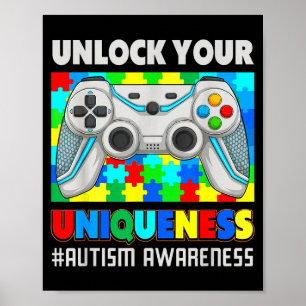 Süßes Autismuss Awareness Videospiel Puzzle Gamer  Poster
