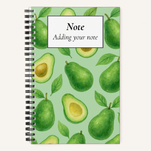 Süßes Avocado-Muster Grünes ästhetisches Fruchtg Notizblock