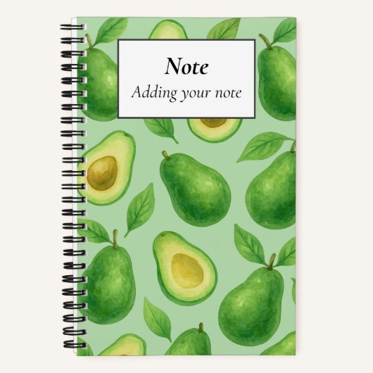 Süßes Avocado-Muster | Grünes ästhetisches Fruchtg Notizblock (Vorderseite)