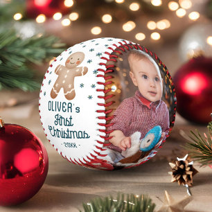 Süßes Baby 1. Weihnachten Lebkuchenmann 2 Foto Baseball