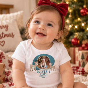 Süßes Baby, 1. Weihnachtsfoto-Rentier Baby Strampler
