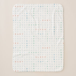 Süßes Baby-Alphabet ABCs Pastellfarben Blau Sherpadecke