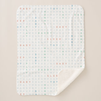 Süßes Baby-Alphabet ABCs Pastellfarben Blau Sherpadecke