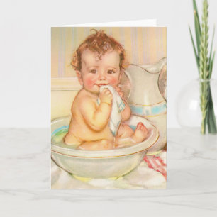 Süßes Baby beim Baden Karte