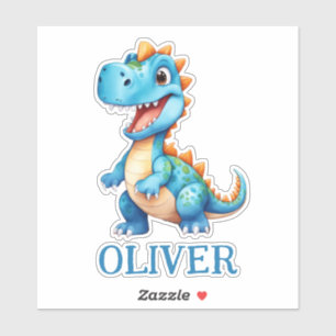 Süßes Baby Blaues Trex Dinosaurier Personalisiert Aufkleber