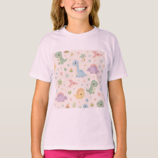 Süßes Baby-Dinosaurier-Pastell-Nahtloses Muster fü T-Shirt
