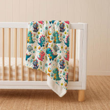 Süßes Baby-Dinosaurier Teal-Kuschel-Dino-Sherpa-De