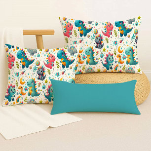 Süßes Baby-Dinosaurier Türkisfarbenes Dino-Wurfkis Kissen