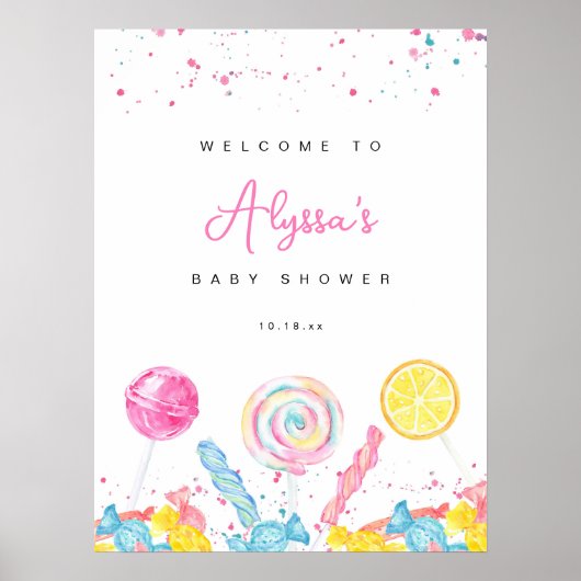 Süßes Baby Dusche Begrüßungszeichen Poster (Vorne)