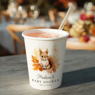 Süßes Baby-Eichhörnchen Woodland Herbst-Baby-Party Pappbecher