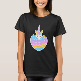 Süßes Baby-Einhorn versteckt sich hinter Herz Past T-Shirt