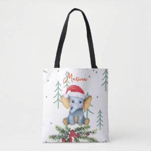 Süßes Baby-Elefant in roter Santa-Mütze Tasche