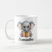 Süßes Baby-Elefant liest ein Buch Custom Kaffeetasse (Links)