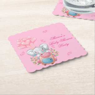 Süßes Baby-Elefant und Ballon   Babyparty  Untersetzer