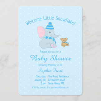 Süßes Baby-Elefant und Teddybär-Baby-Party Einladung