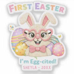Süßes Baby erstes Ostern Ei-genervter Hase Aufkleber