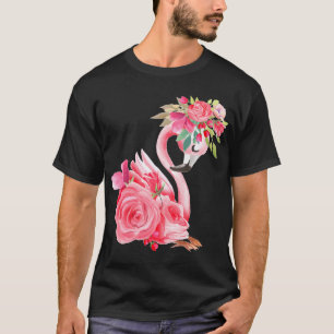 Süßes Baby-Flamingo-Mädchen mit Blumen Klein T-Shirt