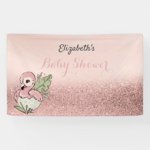 Süßes Baby-Flamingo-Roségold-Glitter Banner