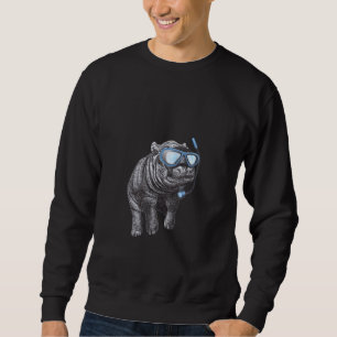 Süßes Baby-Flusspferd mit Schnorchel und Schwimmbr Sweatshirt