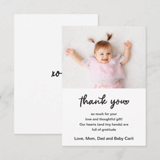 Süßes Baby-Foto-Skript Danke (Vorne/Hinten)