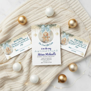 Süßes Baby-Gebäck in Weihnachtskugel Einladung