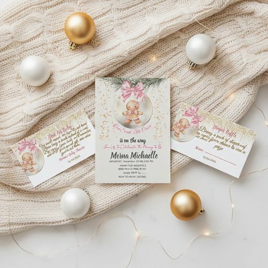  Süßes Baby-Gebäck in Weihnachtskugel  Einladung