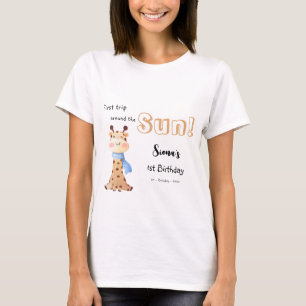 Süßes Baby-Giraffe 1. Geburtstag Familie T-Shirt