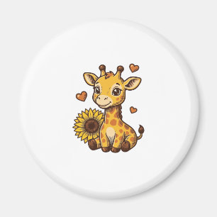 Süßes Baby-Giraffen-Sonnenblumen-Vintage-Stickerei Magnet