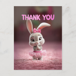 Süßes Baby-Häschen-Mädchen im rosa Tutu Danke Postkarte