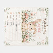 Süßes Baby Hasen Design mit Geburtsdaten Feldern Fleecedecke (Vorderseite (Horizontal))