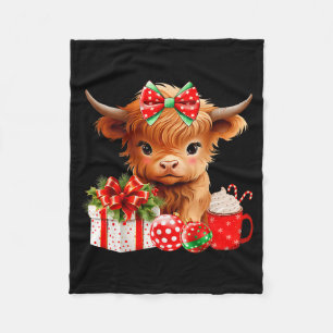 Süßes Baby Highland-Kuh Frohe Weihnachten Farmer-K Fleecedecke