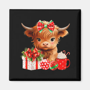 Süßes Baby Highland Kuh Frohe Weihnachten Farmer K Magnet