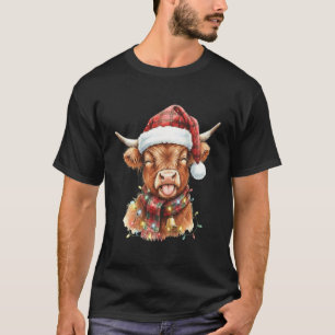 Süßes Baby Highland Kuh Santa Hut schottisch karie T-Shirt