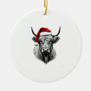 Süßes Baby Highland Kuh Weihnachten Santa Geschenk Keramik Ornament