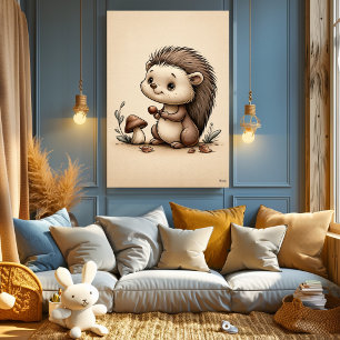 Süßes Baby-Igel-Wald-Kinderzimmer Skandinavisch Poster