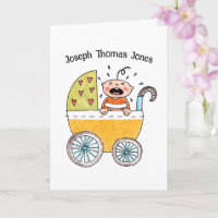 Süßes Baby im Kinderwagen, Gratulationskarte zur G