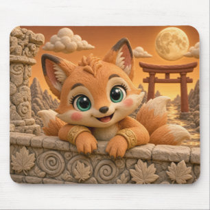 Süßes Baby Kitsune, Mythisch Mousepad