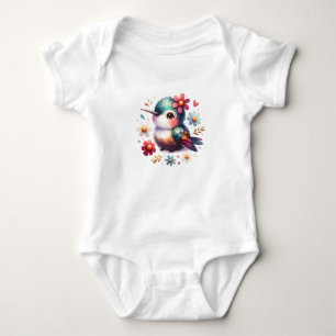 Süßes Baby Kolibri mit Blumen Strampler