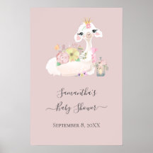 Süßes Baby Lama mit weißen und rosa Blumen
