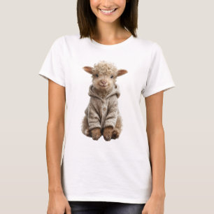 Süßes Baby-Lamm in wollener Kapuzenjacke T-Shirt