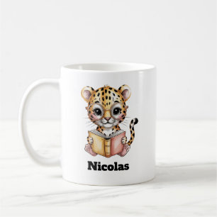 Süßes Baby-Leopard liest ein Buch Custom Kaffeetasse