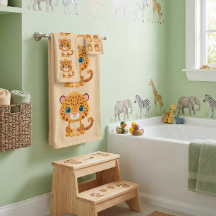 Süßes Baby-Leopard-Safari-Tier für Kinder Badhandtuch Set
