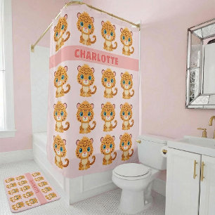 Süßes Baby-Leopard-Safari-Tier für Kinder Duschvorhang