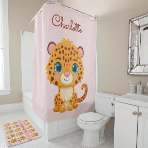 Süßes Baby-Leopard-Safari-Tier für Kinder Duschvorhang