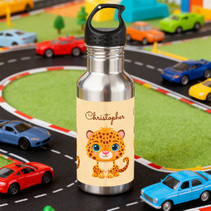 Süßes Baby-Leopard-Safari-Tier für Kinder Edelstahlflasche