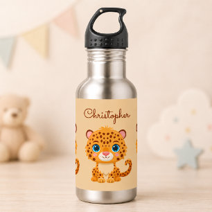 Süßes Baby-Leopard-Safari-Tier für Kinder Edelstahlflasche