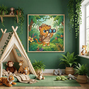 Süßes Baby-Leopard-Safari-Tier für Kinder Poster