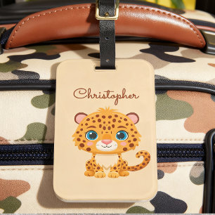 Süßes Baby-Leopard-Safari-Tier Kinder Gepäckanhänger