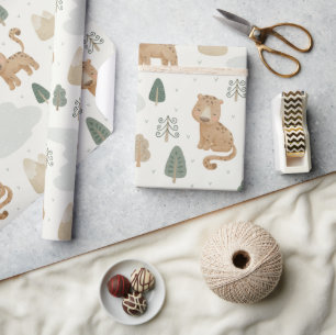 Süßes Baby-Leoparden-Safari-Dschungel-Geschenkpapi Geschenkpapier