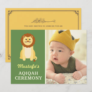 Süßes Baby-Löwe Aqiqah-Foto Einladung